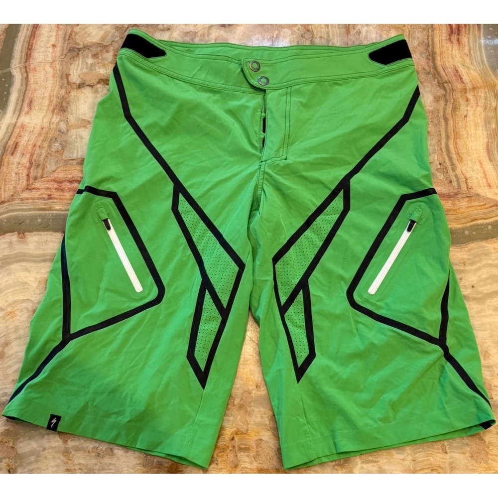 Specialized Mens Atlas XC Pro Trail MTB Shorts Monster Green Relaxed Fit Size 34